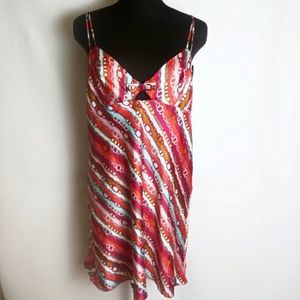 Victoria's Secret Multicolor Striped Satin Camisole — Red, Pink, Turquoise, Gold